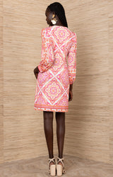 Miller Jersey Dress, color-Coral