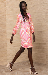 Miller Jersey Dress, color-Coral