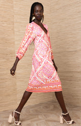 Miller Jersey Midi Dress, color-Coral