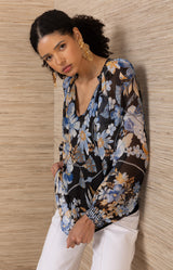 Sequoia Chiffon Top, color-Black