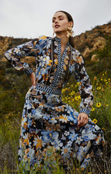 Zola Linen Organza Top, color-Black