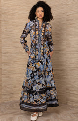 Zola Linen Organza Top, color-Black