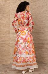 Quitterie Linen Organza Skirt, color_Coral