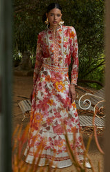 Quitterie Linen Organza Skirt, color_coral