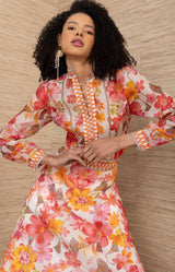 Quitterie Linen Organza Skirt, color_Coral