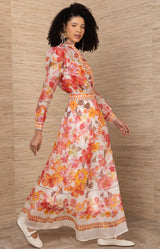 Quitterie Linen Organza Skirt, color_Coral