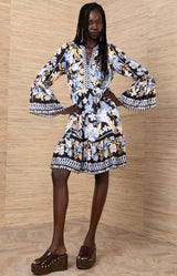 Benilde Charmeuse Dress, color-Black