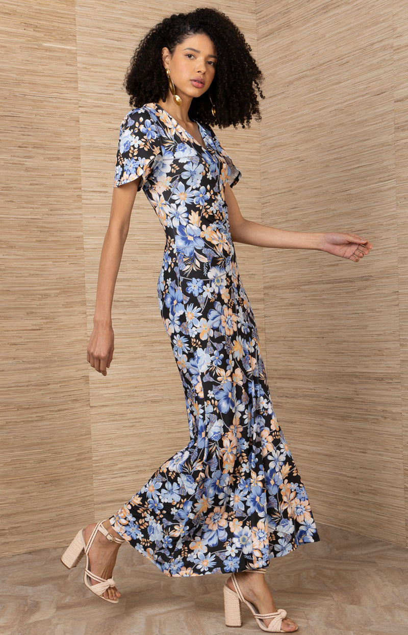 eva jersey midi dress Evadne Coral / XS Floral