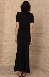 Evadne Jersey Solid Dress, color-Black