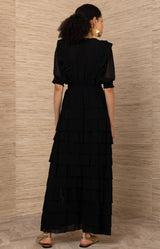 Aulelei Chiffon Solid Dress, color-Black