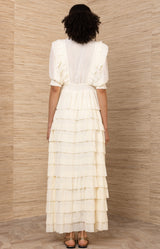 Aulelei Chiffon Solid Dress, color-Ivory