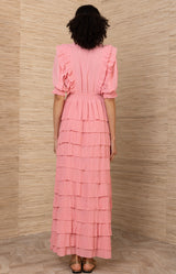 Aulelei Chiffon Solid Dress, color-Pink