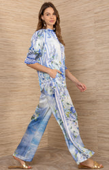 Cybele Silk Charmeuse Top, color-Blue