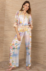 Keily Silk Charmeuse Pant, color-Gold