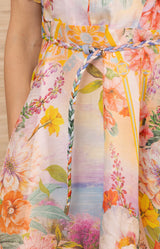 Cyrilla Linen Organza Dress, color-Gold