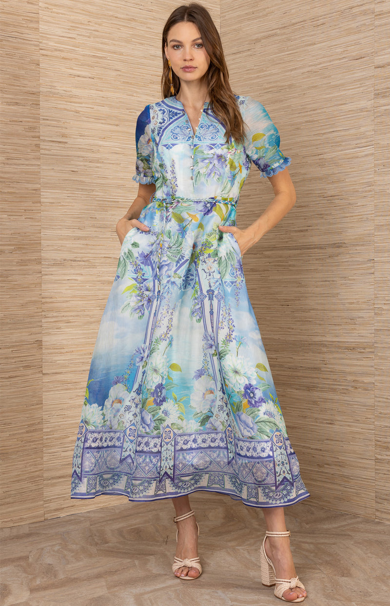 organza chiffon dress Hale Bob Women's Cyrilla Linen Maxi - Blue Ready for Your Special AvasApparel BLACK BLUE PAISLEY ELLEN Size:XXS - XS | in stock
