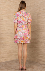 Britt Chiffon Dress, color-Pink