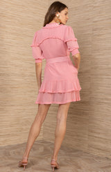 Britt Chiffon Solid Dress, color-Pink