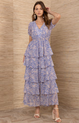 Imogene Chiffon Maxi Dress, color-Blue