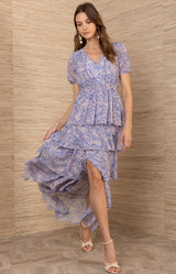 Imogene Chiffon Maxi Dress, color-Blue