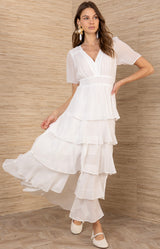 Imogene Solid Maxi Dress, color-Ivory