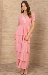 Imogene Solid Maxi Dress, color-Pink