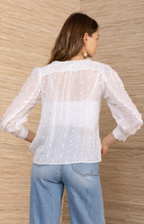 Aliza Swiss dot Chiffon Top, color-White