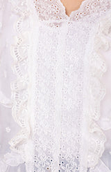 Aliza Swiss dot Chiffon Top, color-White