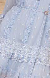 Xin Swiss dot Chiffon Dress, color-Blue