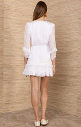 Xin Swiss dot Chiffon Dress, color-White