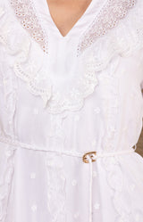 Xin Swiss dot Chiffon Dress, color-White