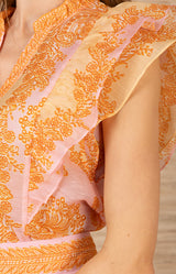 Caitriona Linen Organza Top, color-Pink