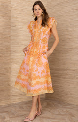 Caitriona Linen Organza Top, color-Pink