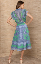 Winslow Linen Organza Skirt, color-Green