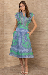 Winslow Linen Organza Skirt, color-Green