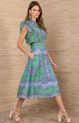 Winslow Linen Organza Skirt, color-Green