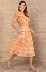 Winslow Linen Organza Skirt, color-Pink 