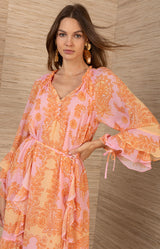 Benita Chiffon Dress, color-Pink