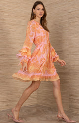 Benita Chiffon Dress, color-Pink