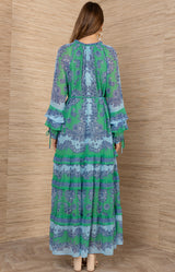 Elisabeth Chiffon Maxi Dress, color-Green