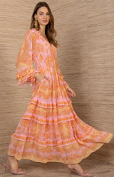 Elisabeth Chiffon Maxi Dress, color-Pink