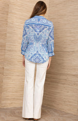 Fianna Silk Top, color-Blue