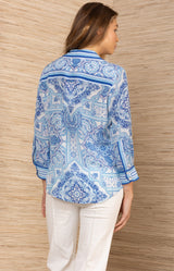 Fianna Silk Top, color-Blue