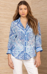 Fianna Silk Top, color-Blue