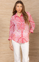 Fianna Silk Top, color-Pink