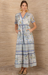 Ruthie Voile Maxi Dress, color-Blue