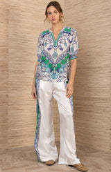 Roux Silk Top, color-Blue