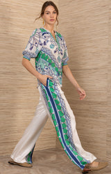 Roux Silk Top, color-Blue