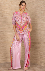 Roux Silk Top, color-Pink