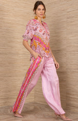 Roux Silk Top, color-Pink